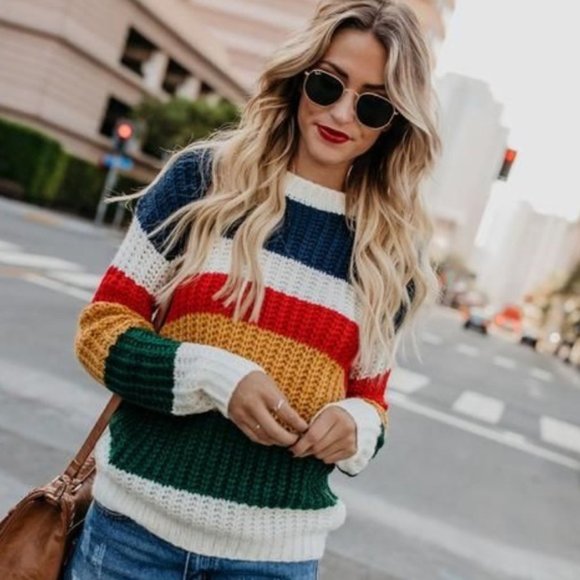 Vici Sweaters - Vici Collection Indio Striped Knit Sweater
